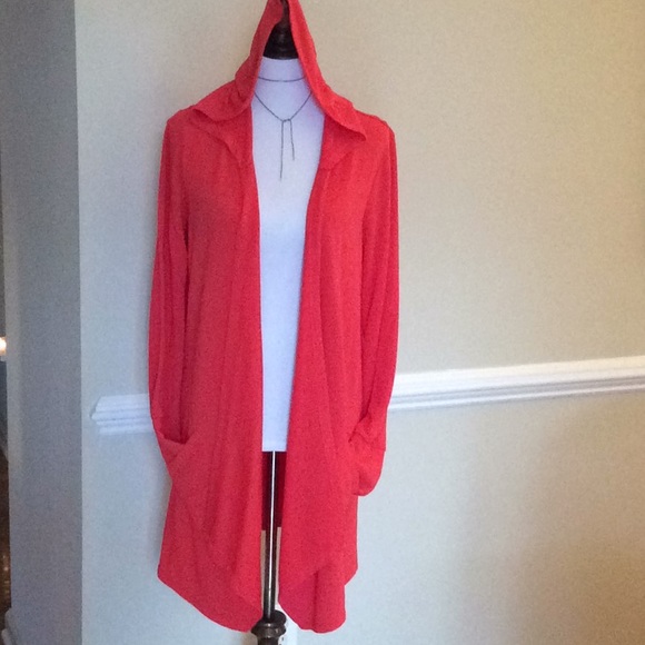 Cable & Gauge orange red knit hooded jacket - Picture 7 of 14